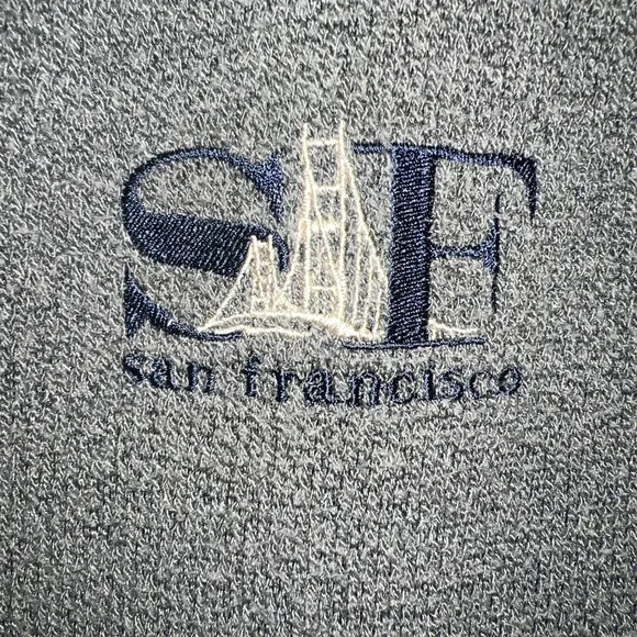 VTG San Francisco Fleece Jacket Men Sz S Gray Embroider Golden Gate Zip Made USA - Picture 5 of 9